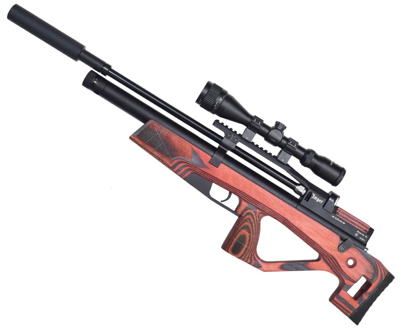 Пневматическая винтовка Jager SP BullPup (550 мм, 6.35 мм, ламинат, красный) полигонал