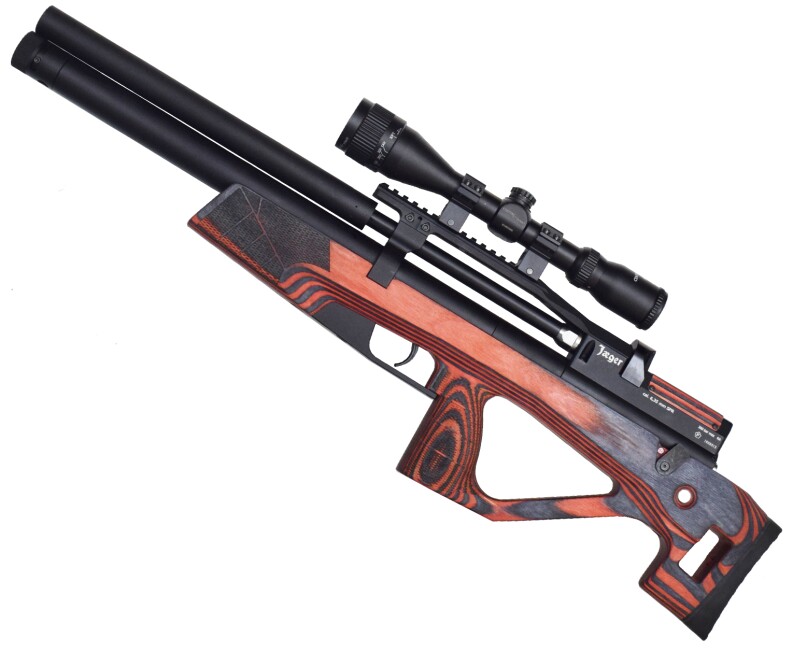 Пневматическая винтовка Jager SPR BullPup (PCP, 6.35 мм, ламинат, красный, 470 мм)