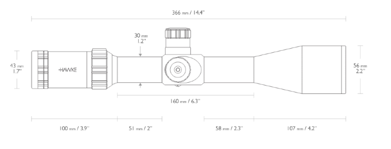 Оптический прицел Hawke Sidewinder 4-16х50 (10х 1/2 Mil Dot)